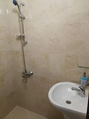 a bathroom with a sink and a shower at Слънчевата къща in Kovachevitsa