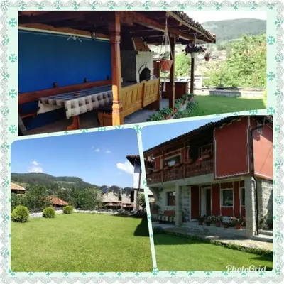 a collage of two pictures of a house at Радкината къща in Koprivshtitsa