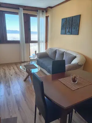 a living room with a couch and a table at Private Apartment Maxim in Bansko
