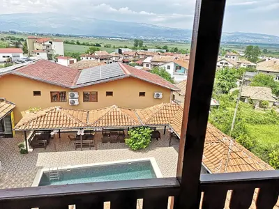a view of a house with a swimming pool at Bali Petrich in Petrich