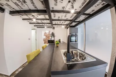 a kitchen with a sink in a room at Sofia Parter Life Apartment in Sofia