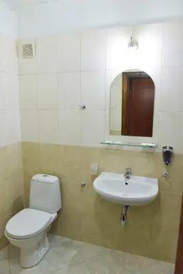 a bathroom with a toilet and a sink at Lovna sreshta in Bansko