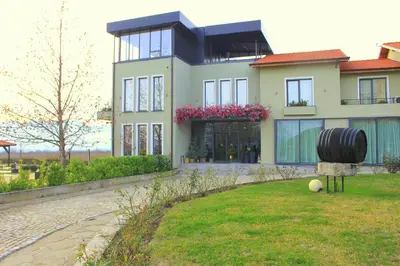 a large house with a barrel on the lawn at Chateau Copsa Complex in Moskovets