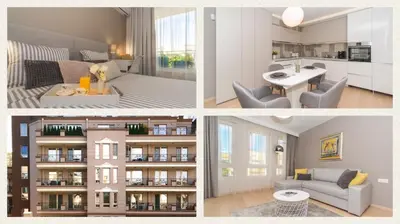 a collage of pictures of a living room and a apartment at Plovdiv City Center Kapana with garage in Plovdiv