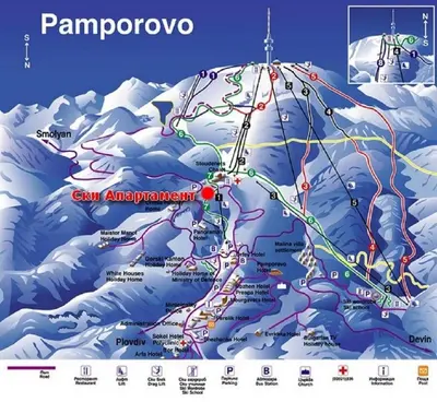 a map of pamporovo ski area at Ski Apartment in Castle Complex in Pamporovo