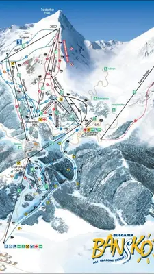 a map of a ski resort in the snow at Stylish Studio Apart Aspen Golf Resort in Razlog