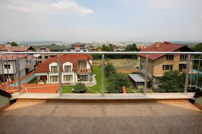 a balcony with a view of a city at Family Hotel Diana in Sofia