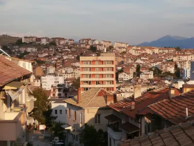 a view of a city with buildings and roofs at Apartments in House Silent Nature in Sandanski