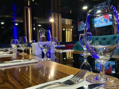a group of wine glasses sitting on a table at апартамент Мишел (Mishel) in Samokov