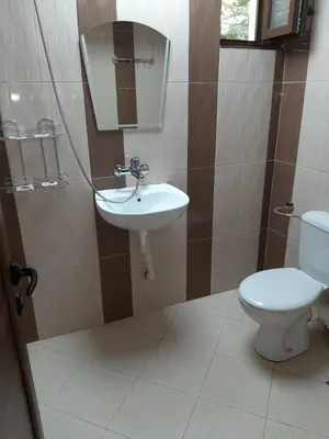 a bathroom with a sink and a toilet at Къща за гости 