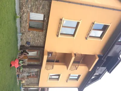 an aerial view of a building with a balcony at Villa Aya in Smochevo