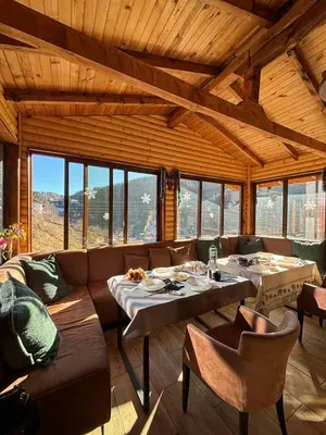 a living room with a couch and a table at Къща за гости Виевци in Vievo