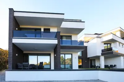 an exterior view of a house with a swimming pool at GRAFFIT Luxury houses in Ognyanovo