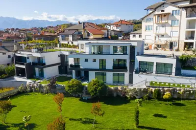 an aerial view of a large white house at GRAFFIT Luxury houses in Ognyanovo