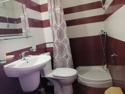 a bathroom with a sink and a toilet and a sink at GRAND MONASTERYl Apartment ``Star Paradise`` in Pamporovo