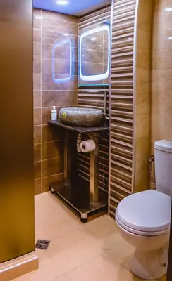 a bathroom with a toilet and a sink at Boutique 1-bedroom flat in the heart of the city in Plovdiv
