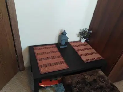 a black table with a plant on top of it at Ски студио Снежанка в Грийн лайф Пампорово in Pamporovo
