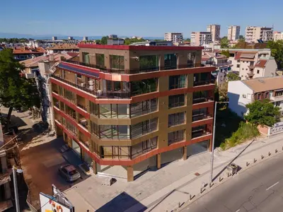 an overhead view of a building in a city at Retro Studio byPMM in Plovdiv