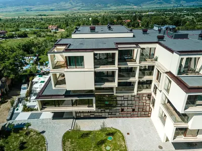 an aerial view of a building at The Five Elements Hotel and SPA in Sapareva Banya