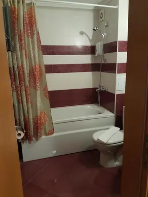 a bathroom with a tub and a toilet and a shower at Grand Monastery Private Apartment in Pamporovo