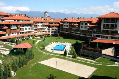 an aerial view of an apartment complex with a swimming pool at Bansko Royal Towers - Studio 1237 in Bansko