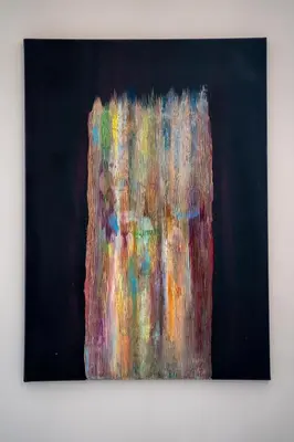 a picture of a painting on a black background at Funky apartment in Studentski Grad in Sofia