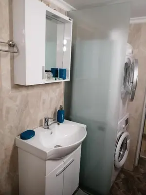 a bathroom with a sink and a mirror at дом Тодор и Тота Мутевски in Troyan