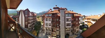 a view from a balcony of a building at Studio in Murphys Lodge in Bansko
