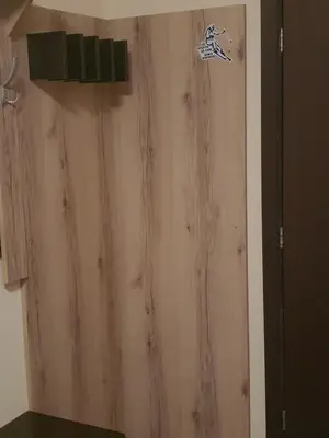 a wooden wall in a room with a wall at Family apartment VYANI in Bansko