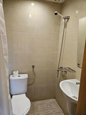 a small bathroom with a toilet and a sink at Юндовата къща in Beli Iskar