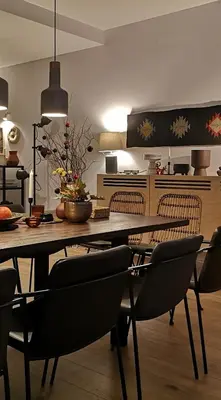 a dining room with a table and chairs at GORA - Вила Villa for 22 Guests, Пампорово, Rhodope Mountains in Progled