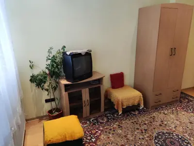 a living room with a tv and two chairs at Rila Apartment in Samokov