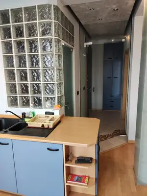 a kitchen with a counter and a sink at Rila Apartment in Samokov