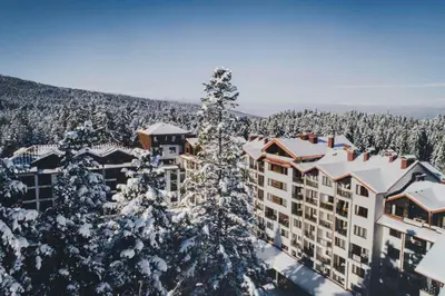 an aerial view of a resort in the snow at Hashtag Studio Borovets in Borovets