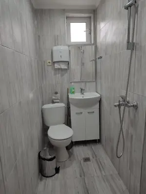 a bathroom with a toilet and a sink and a shower at Стаи за гости РИЛА in Rila