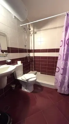 a bathroom with a toilet and a sink and a shower at Top of the Mountain Гранд Манастира частни Апартаменти in Pamporovo
