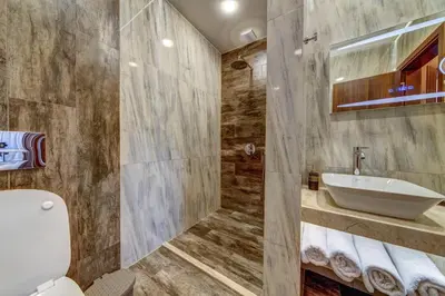 a bathroom with a sink and a toilet at Forest Home 524 in Smolyan
