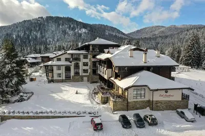an aerial view of a resort in the snow at 4 Seasons Apartment 535, Oak Residence in Smolyan