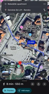a screenshot of a map of a parking lot at Relax&Ski apartment in Bansko