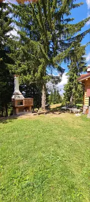 a park with a bench and a tree in a field at Villa Mischa in Grashtitsa