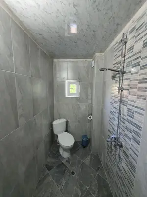 a bathroom with a toilet and a shower at Дамяновата къща in Sapareva Banya