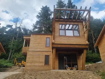 a house being constructed in the woods at RILA 6ATO Hotel & Restaurant in Panichishte