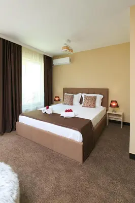 a bedroom with a large bed in a room at HOTEL THE WHITE HOUSE Plovdiv in Plovdiv