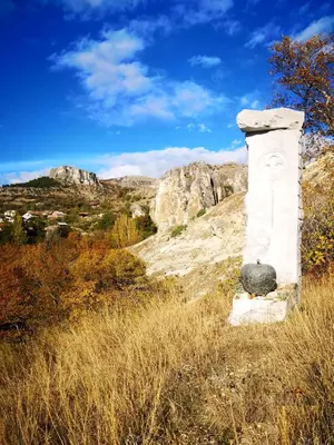 a monument on the side of a hill at VillaPo in Ilindentsi