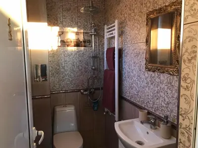 a small bathroom with a toilet and a sink at Villa Rosa in Krayni Dol
