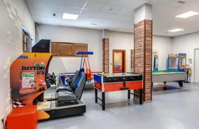 a room with a ping pong table and a ping pong table at Black Box Studio in Smolyan