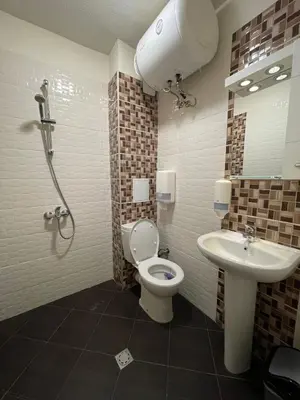 a bathroom with a shower and a toilet and a sink at Colonel apartment 947 in Sofia