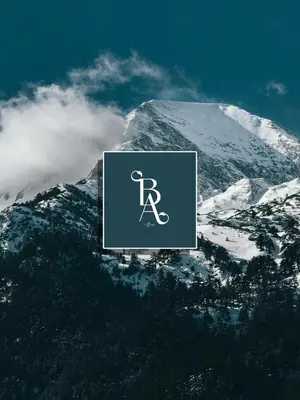 a sign with the r on it in front of a mountain at Bansko Apart in Bansko