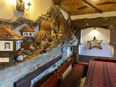 a room with a star on the wall of a building at Александрова вила 1 in Zlatograd