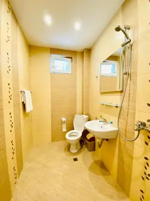 a bathroom with a toilet and a sink at City Center 2-bedroom cosy apartment in Plovdiv
